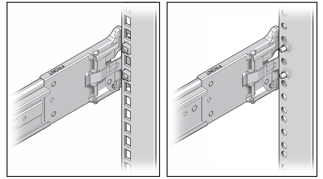 image:Figure illustrant le fonctionnement des broches de montage des rails coulissants.