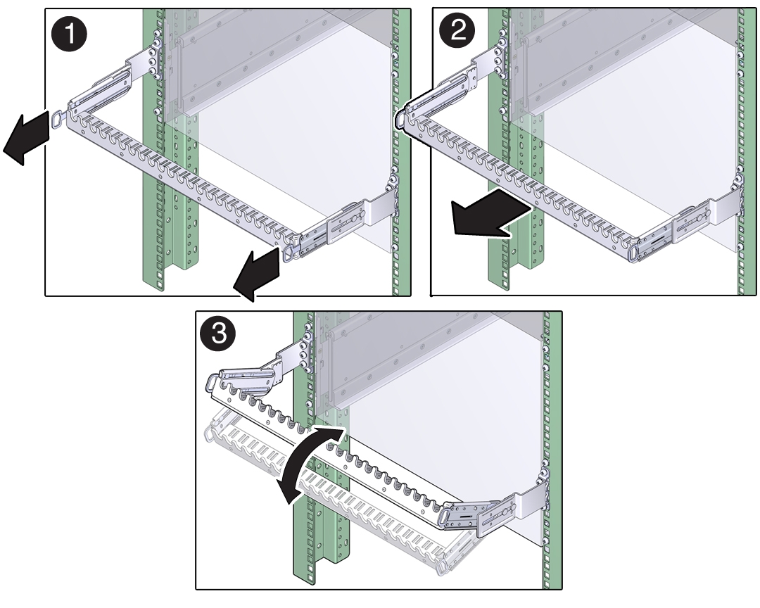 image:Illustration montrant comment faire basculer le module de fixation des câbles.
