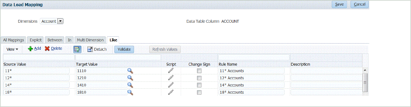 Image shows Data Load Mapping screen