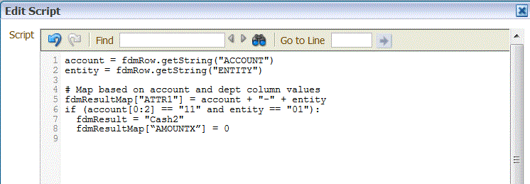 Image shows Edit Script screen