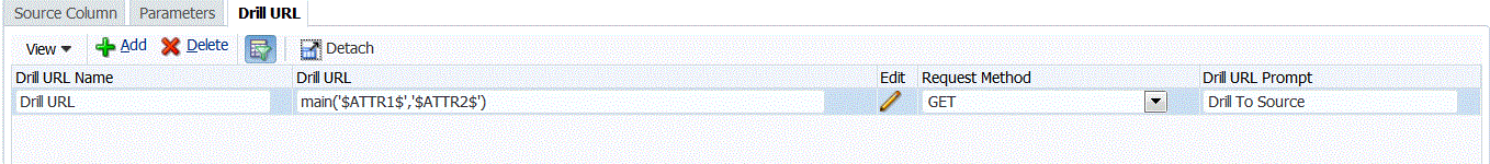 Image shows the Drill URL tab.