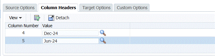 Image shows the Column Headers tab
