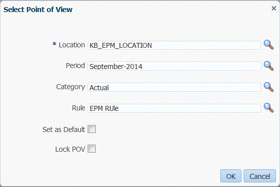 Image shows Select Point of View screen