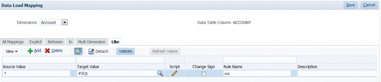 Image shows the Data Load Mapping screen