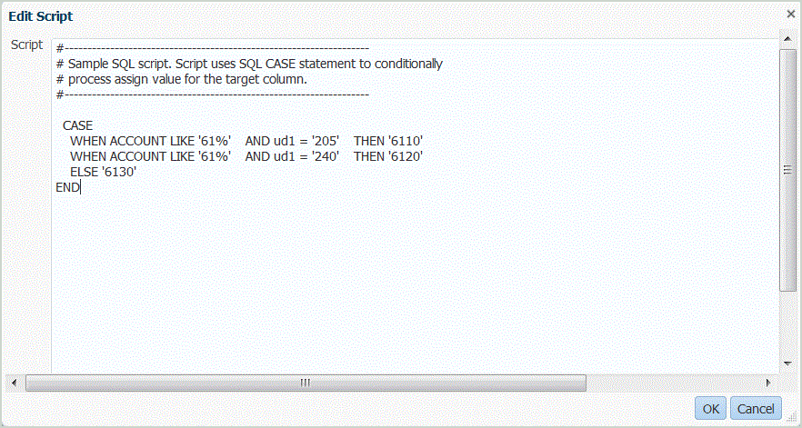 Image shows the Edit Script screen.