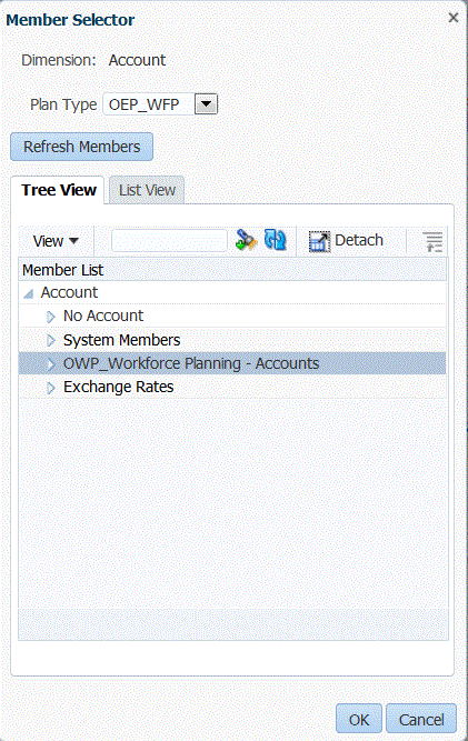 Member Selector screen