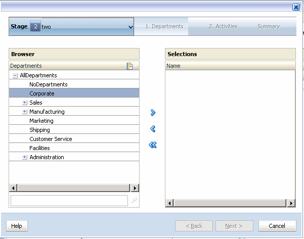 Add Destination screen is used to select the destination stage and intersection for the assignment.
