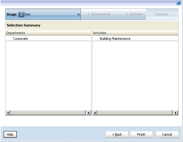 The Selection Summary displays the intersections that you have selected.
