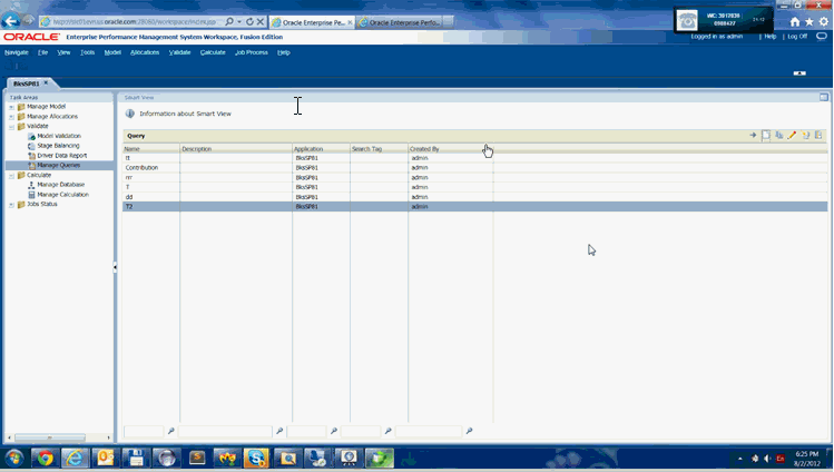 The Queries screen displays existing queries.