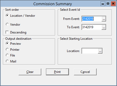 This figure displays the Commission Summary window