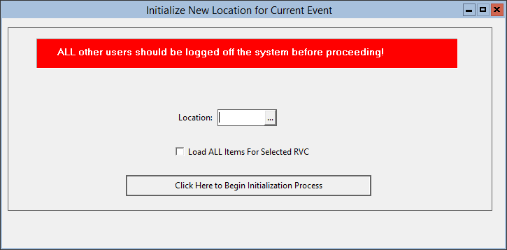 This figure displays the Initialize New Location for Current Event window