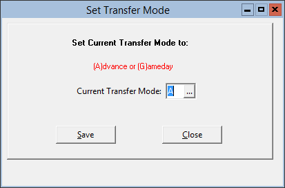 This figure displays the Set Transfer Mode window.