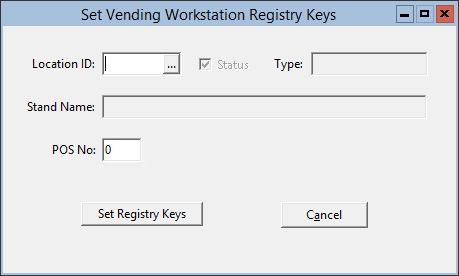 This figure displays the Set Vending Workstation Registry Keys window