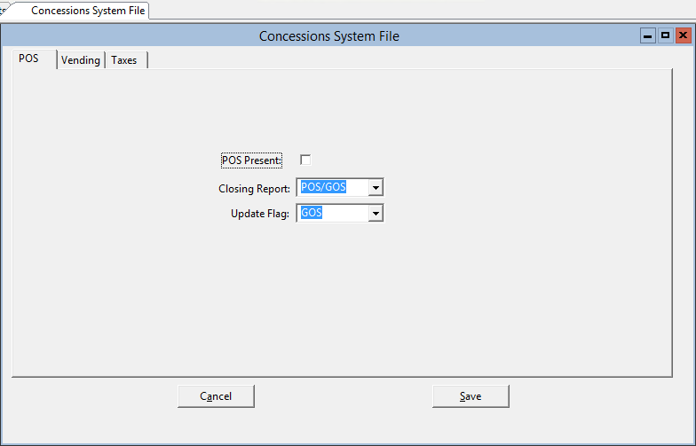 This figure displays the Concessions System File window.