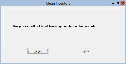 This figure displays the Clean Inventory window