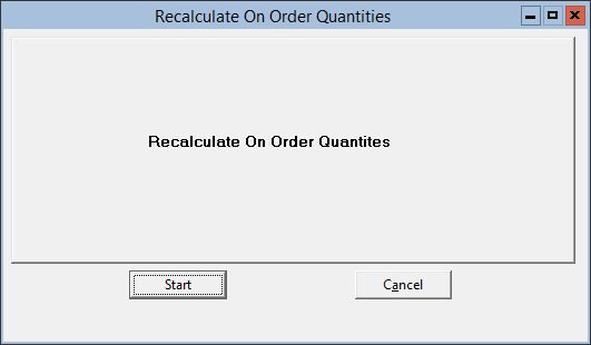 This figure displays the Recalculate On Order Quantities window