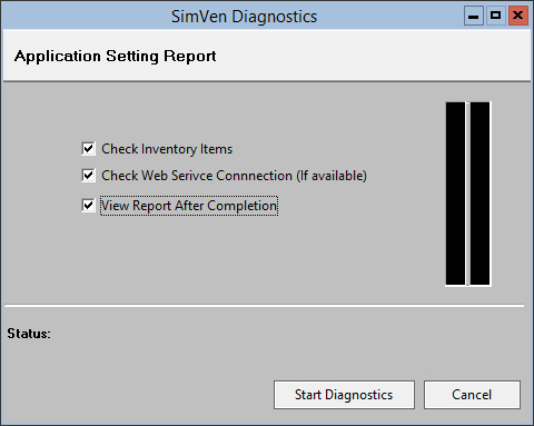 This figure displays the SimVen Diagnostics window