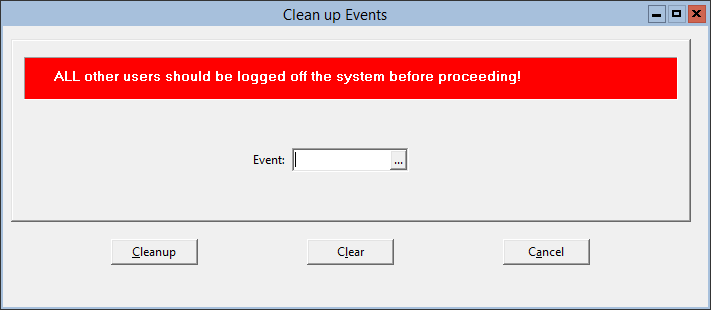 This figure displays the Clean Up Events window