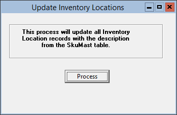 This figure displays the Update Inventory Locations window
