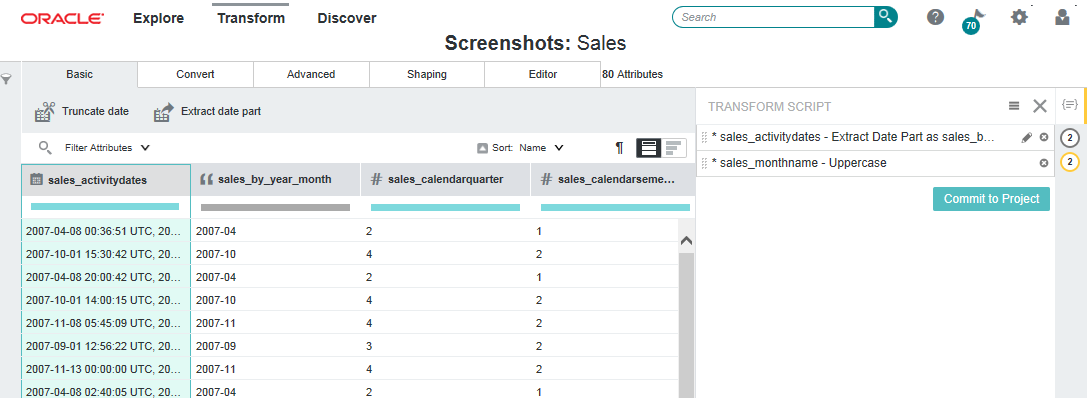 Transform area of Studio with several types of transforms displayed.