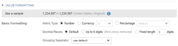 Basic formatting fields for a numeric value