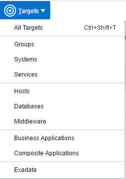 Enterprise Managerの「ターゲット」メニュー