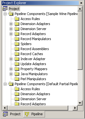 The Project Explorer's Pipeline tab.