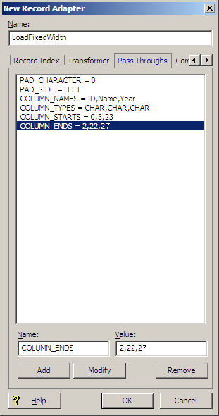 Example of record adapter with fixed-width passthrough attributes.