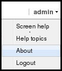 This image is a screen capture of the User Menu showing the Screen Help, Help Topics, About, and Logout choices.