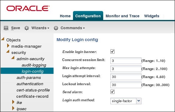 This image is a screen capture of the parameters in login config, including the drop down list for choosing either single factor or two factor authentication.
