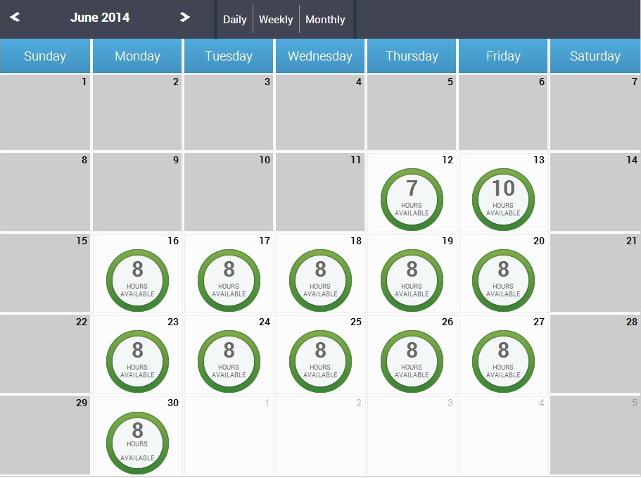 Example of Calendar Availability