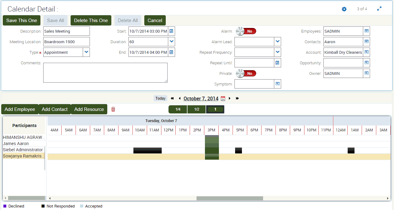 Example of Participant Availability Subview