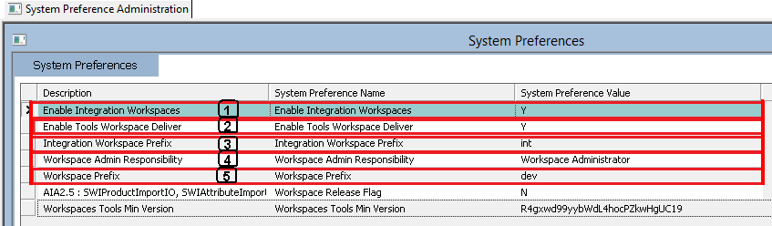 Example of System Preference Administration window