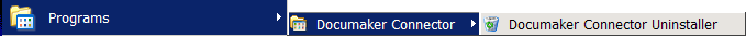 Image represents Documaker connector start menu folder uninstall option.