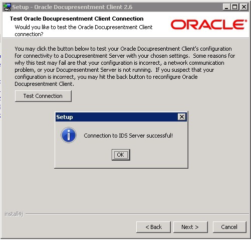 Image represents successful setup dialog.
