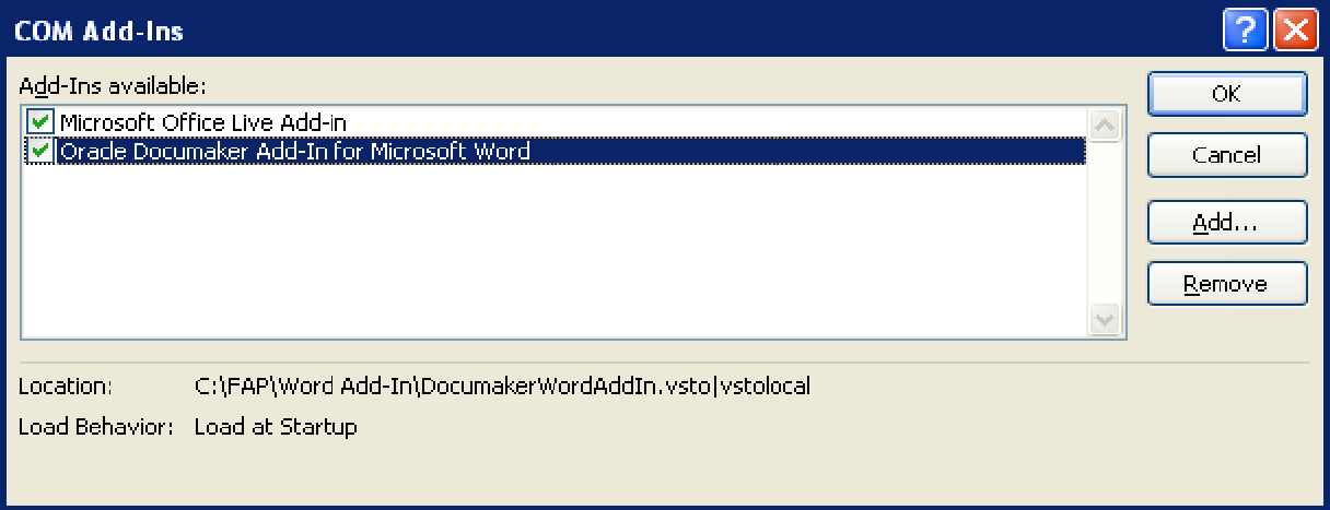 Image represents COM Add-Ins