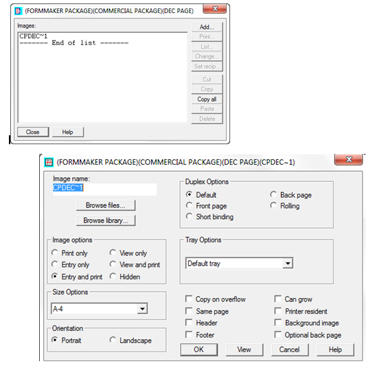 This image shows the Form.dat Images, Image Options as viewed in legacy Form Set Definition Editor.