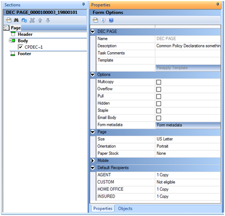 This image shows the Workspace Forms and Form Options.