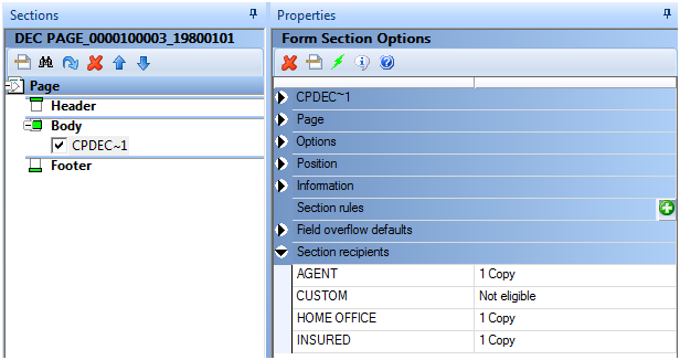 This image shows the Workspace Form Section Recipient.