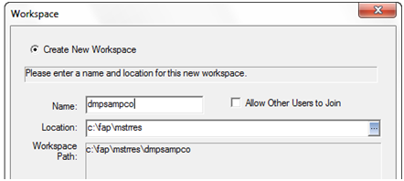 This image shows the Workspace dialog.