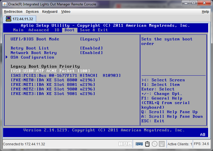 This screen capture shows boot option priorities list in the BIOS setup utility.