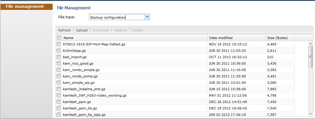 This screen capture shows the Backup Configuration File dialog. This screen capture shows the Backup Configuration File dialog.