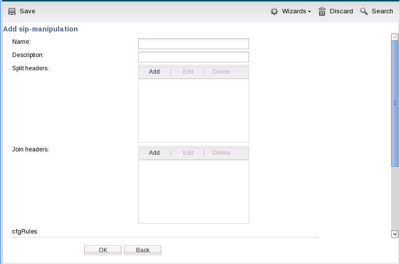 This screen capture shows the Add manipulation dialog where you manually add Header Manipulation Rules. This screen capture shows the Add manipulation dialog where you manually add Header Manipulation Rules.
