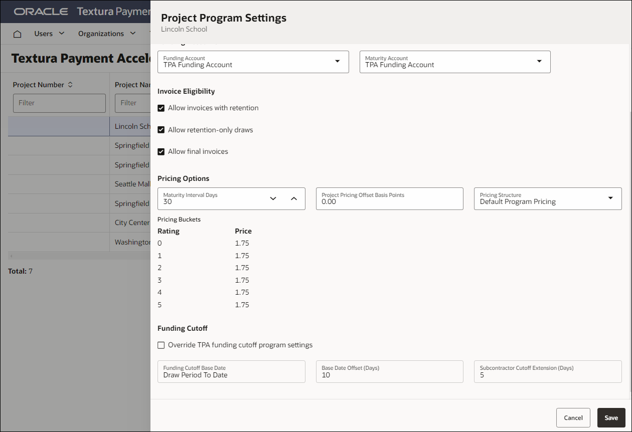 A screenshot of the TPA program settings, showing reorganized fields.