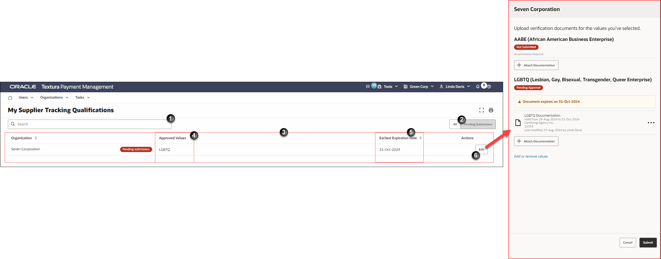 My Supplier Tracking Qualifications Subcontractor Page for Subcontractors