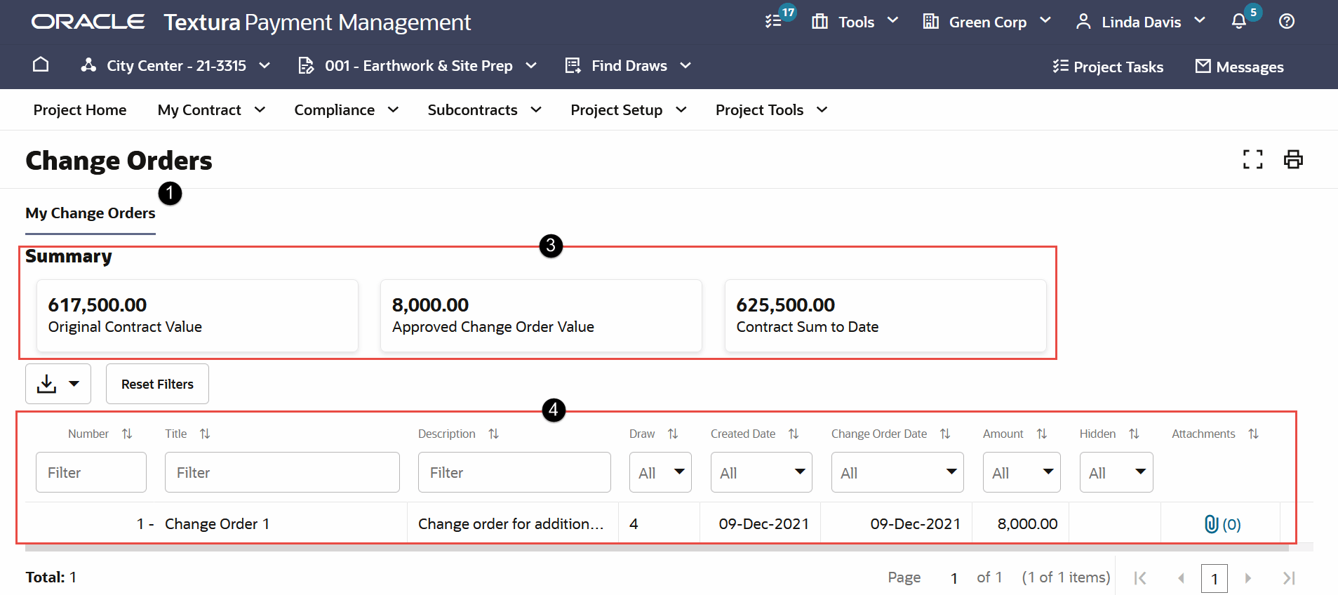 Utilisation de la page Change Orders (Ordres de modification) pour les sous-traitants