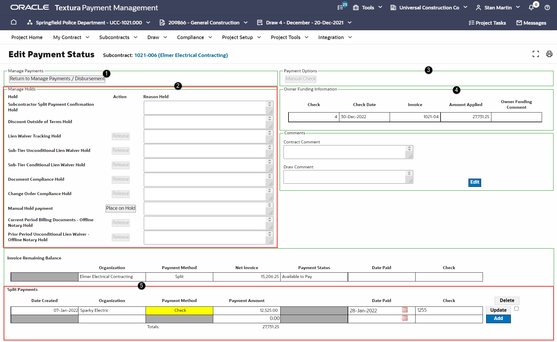Page Edit Payment Status (Modifier le statut de paiement)