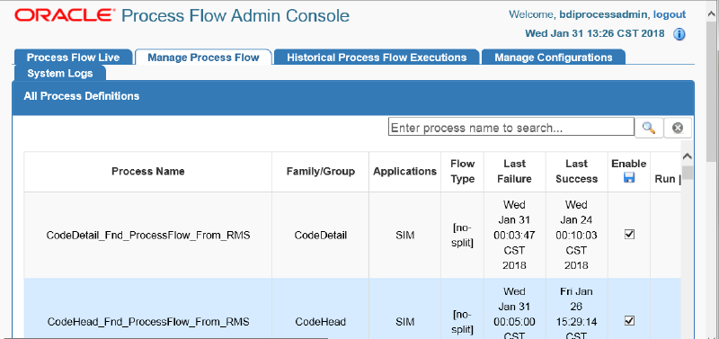 BDI Process Flow Console
