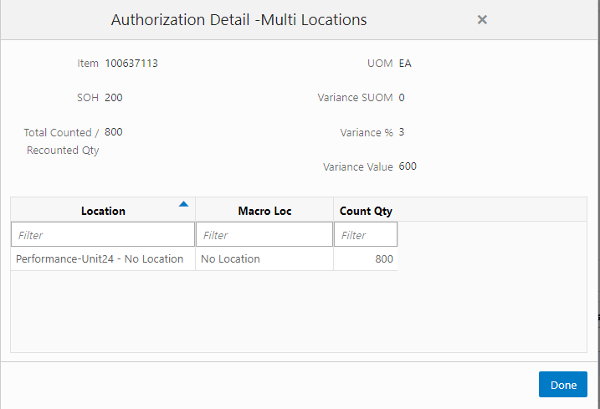 Authorization Detail - Multi Locations