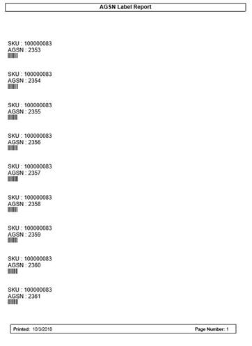 Vendor Delivery AGSN Report